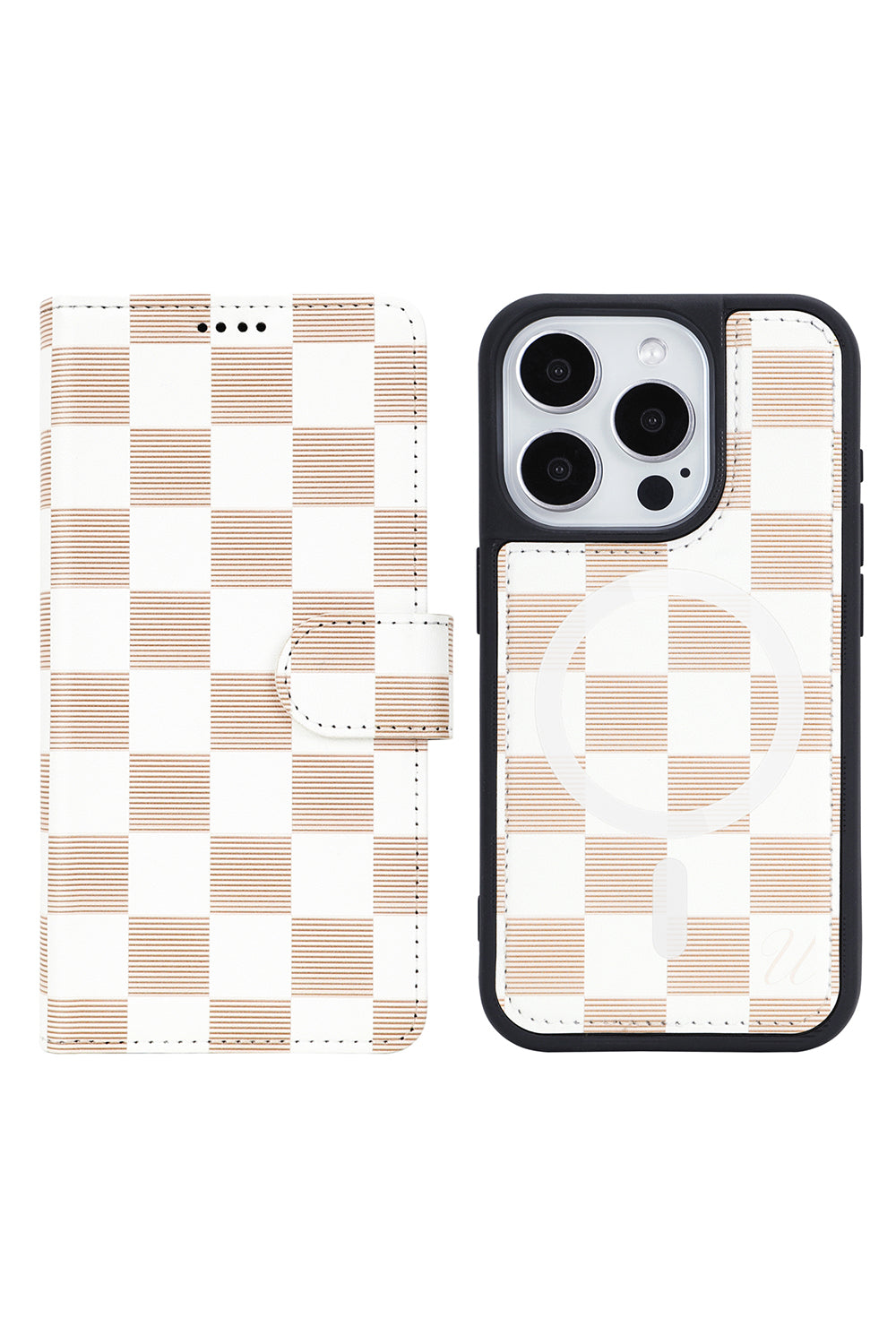 Checkered Board Design Detechable Magsafe Wallet Case