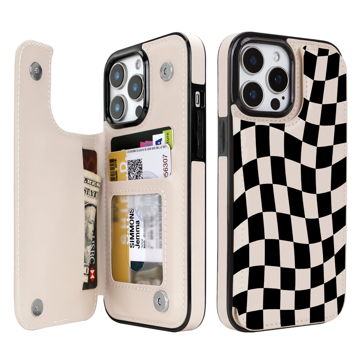 Dune Mirage Checkered double-buckle wallet phone case for iPhone 12 Pro/12 - model-specific product view