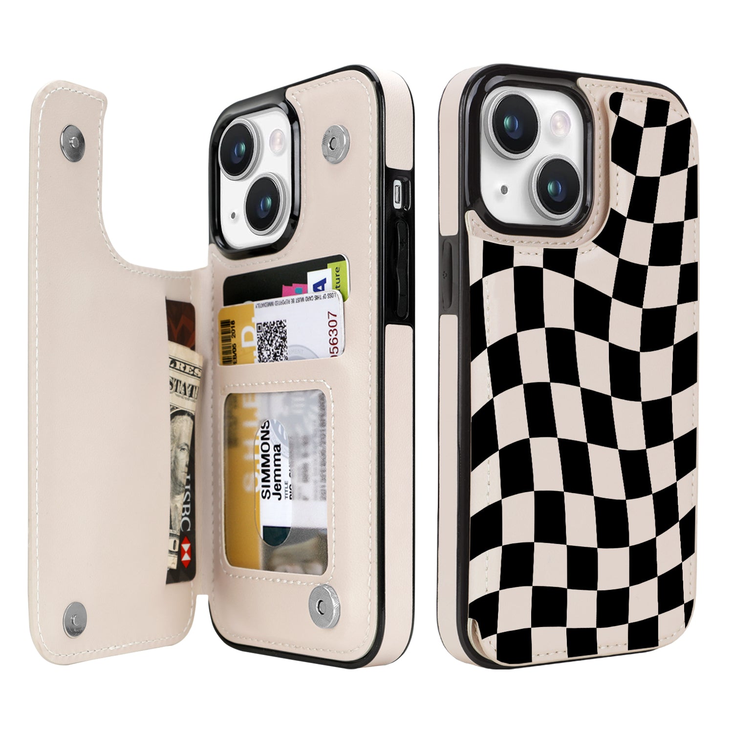 Dune Mirage Checkered double-buckle wallet phone case for iPhone 14 - model-specific product view