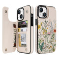 Wildflower Botanical double-buckle wallet phone case for iPhone 15 Plus - model-specific product view