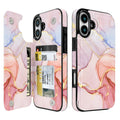 Pastel Marble Gold double-buckle wallet phone case for iPhone 16 - model-specific product view