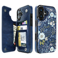 Blue Daisy Floral double-buckle wallet phone case for iPhone 16 - model-specific product view