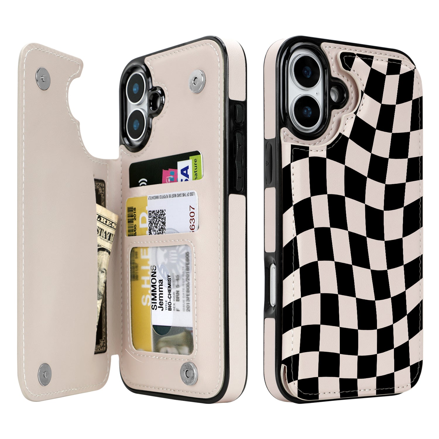 Dune Mirage Checkered double-buckle wallet phone case for iPhone 16 - model-specific product view