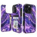 Purple Marble Gold double-buckle wallet phone case for iPhone 16 Pro - model-specific product view