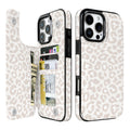 Cream Leopard double-buckle wallet phone case for iPhone 16 Pro Max - model-specific product view