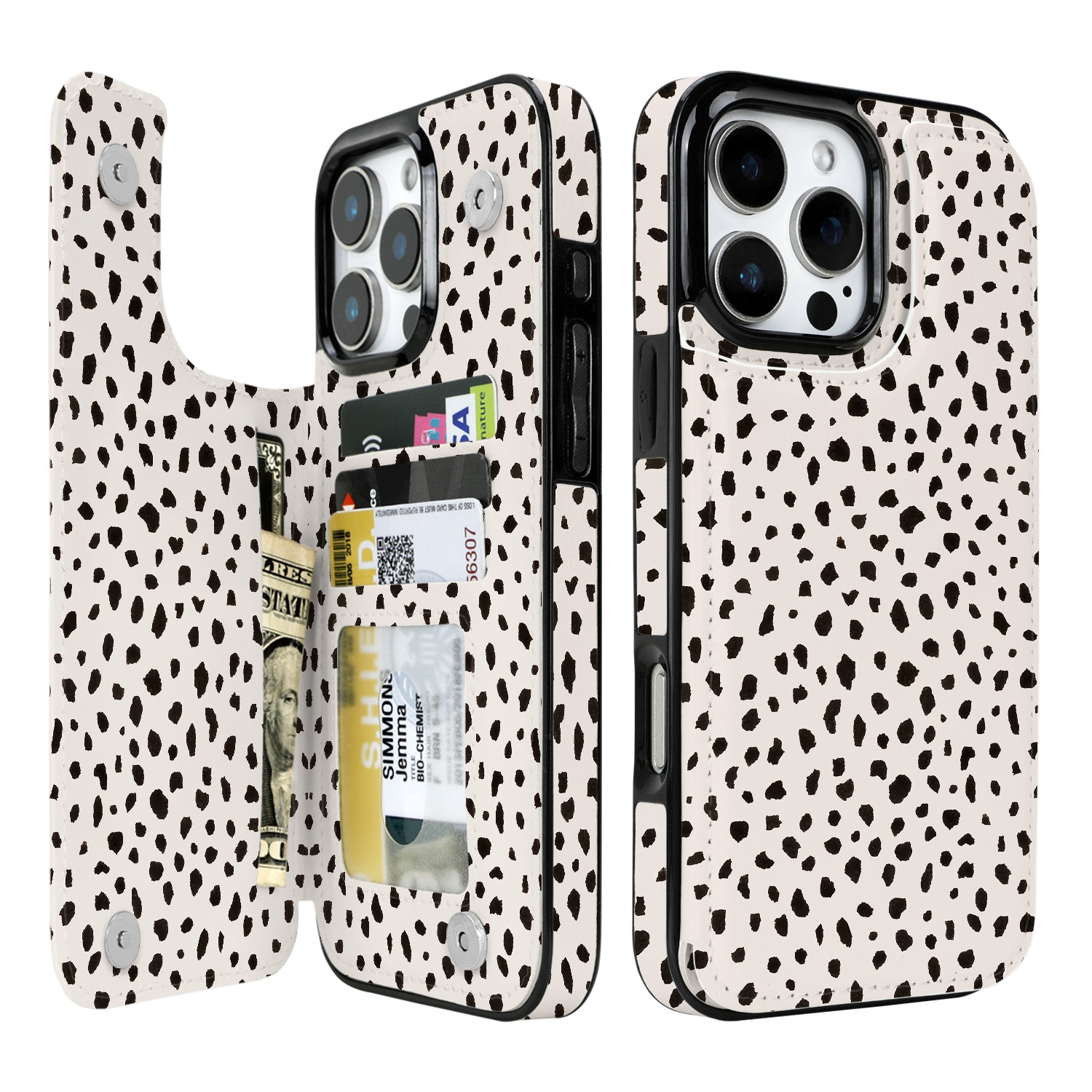 Dalmatian Spot double-buckle wallet phone case for iPhone 16 Pro Max - model-specific product view
