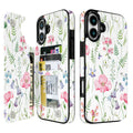 Watercolor Wildflower double-buckle wallet phone case for iPhone 16 Plus - model-specific product view