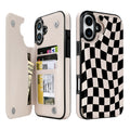Dune Mirage Checkered double-buckle wallet phone case for iPhone 16 Plus - model-specific product view