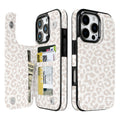 Cream Leopard double-buckle wallet phone case for iPhone 16 Pro - model-specific product view
