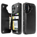 Classic Black double-buckle wallet phone case for iPhone 17 - model-specific product view