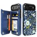 Blue Daisy Floral RFID Flip Wallet Case for iPhone 17–12 – Card Holder & Kickstand – product image 9