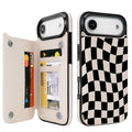 Dune Mirage Checkered RFID Flip Wallet Case for iPhone 17–12 – Card Holder & Kickstand – product image 4