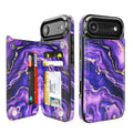 Purple Marble Gold RFID Flip Wallet Case for iPhone 17–12 – Card Holder & Kickstand – product image 8