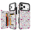 Wildflower Sketch RFID Flip Wallet Case for iPhone 17-12 Series - white wildflower sketch RFID card holder wallet case