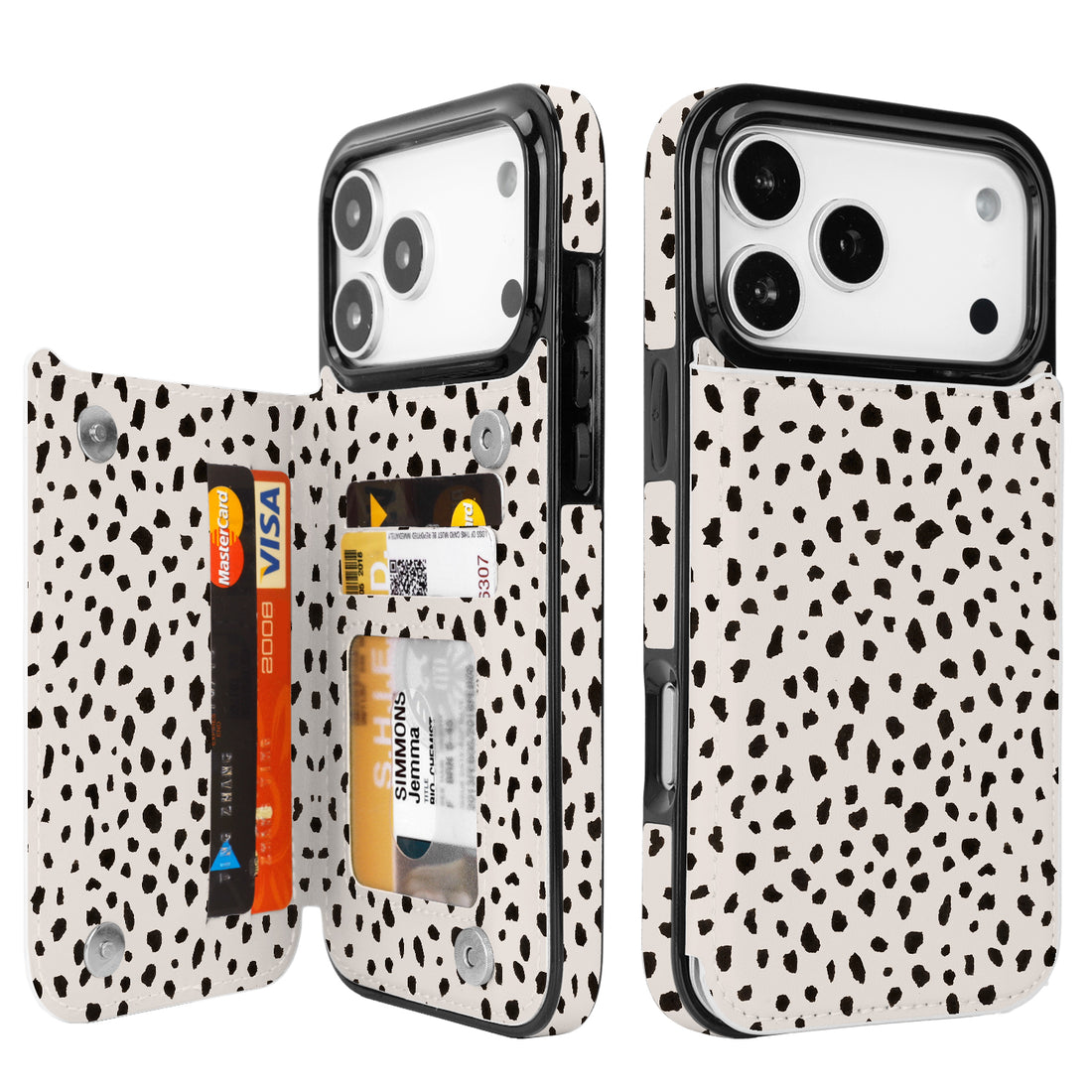 Dalmatian Spot RFID Flip Wallet Case for iPhone 17-12 Series - Dalmatian spot RFID card holder wallet case