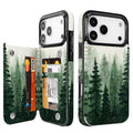 Forest Mist double-buckle Flip Wallet Case for iPhone 17-12 Series - Forest Mist double-buckle card holder wallet case
