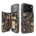 Midnight Meadow double-buckle Flip Wallet Case for iPhone 17-12 Series - Midnight Meadow double-buckle card holder wallet case