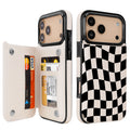 Dune Mirage Checkered RFID Flip Wallet Case for iPhone 17-12 Series - Dune Mirage Checkered RFID card holder wallet case