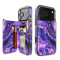 Purple Marble Gold RFID Flip Wallet Case for iPhone 17-12 Series - purple marble gold RFID card holder wallet case