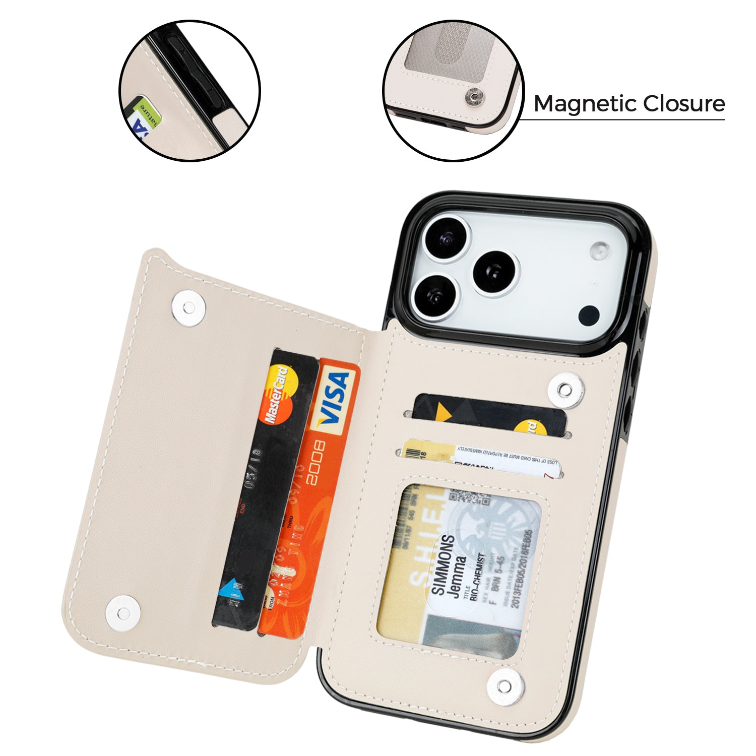 Wildflower Botanical RFID Flip Wallet Case for iPhone 17–12 – Card Holder & Kickstand – product image 9