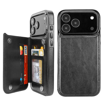 Classic Black double-buckle wallet phone case for iPhone 17 Pro Max - model-specific product view