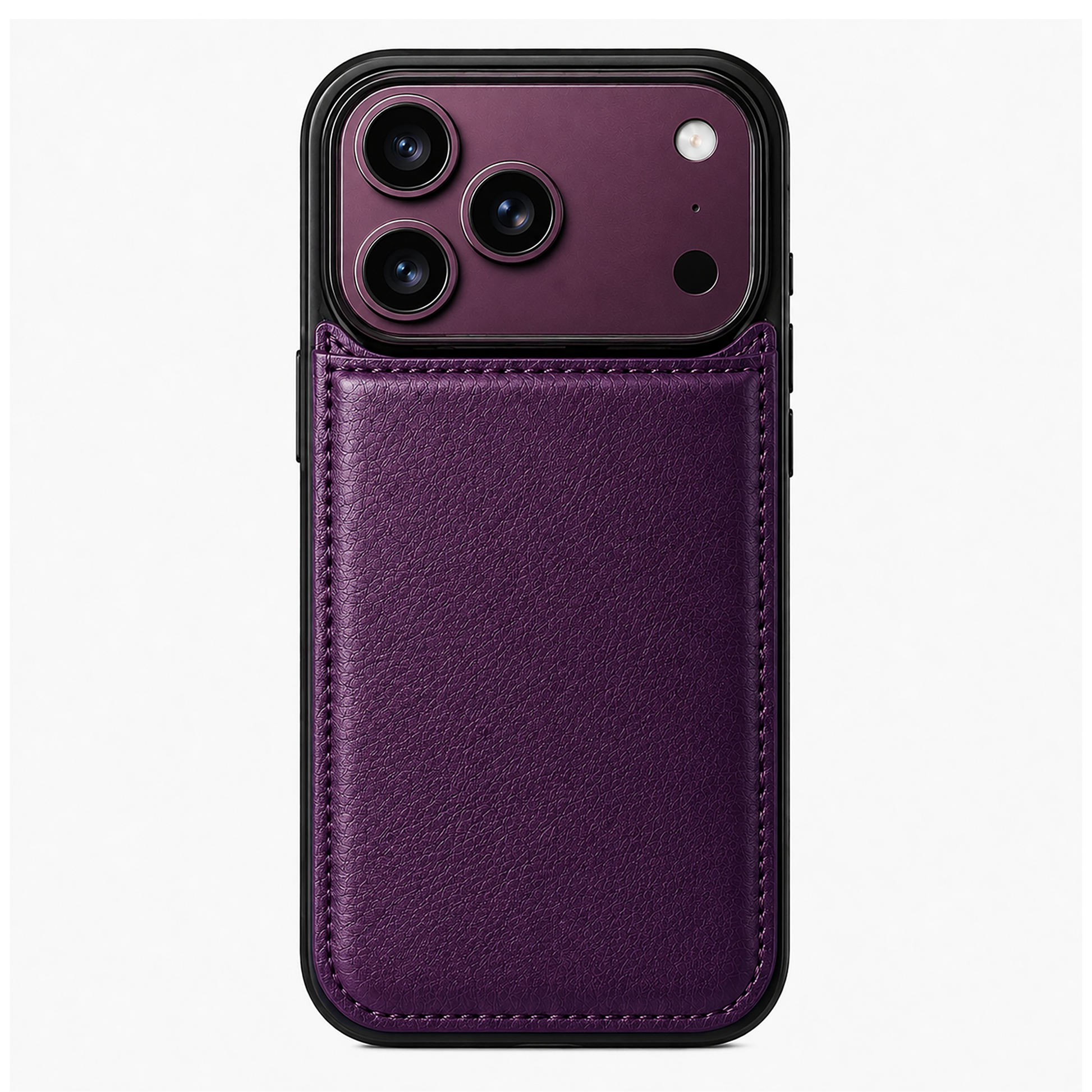 Amethyst purple MagSafe flip wallet case for iPhone with double magnetic clasp