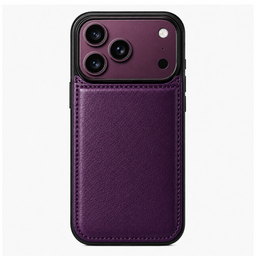 Amethyst purple MagSafe flip wallet case for iPhone with double magnetic clasp