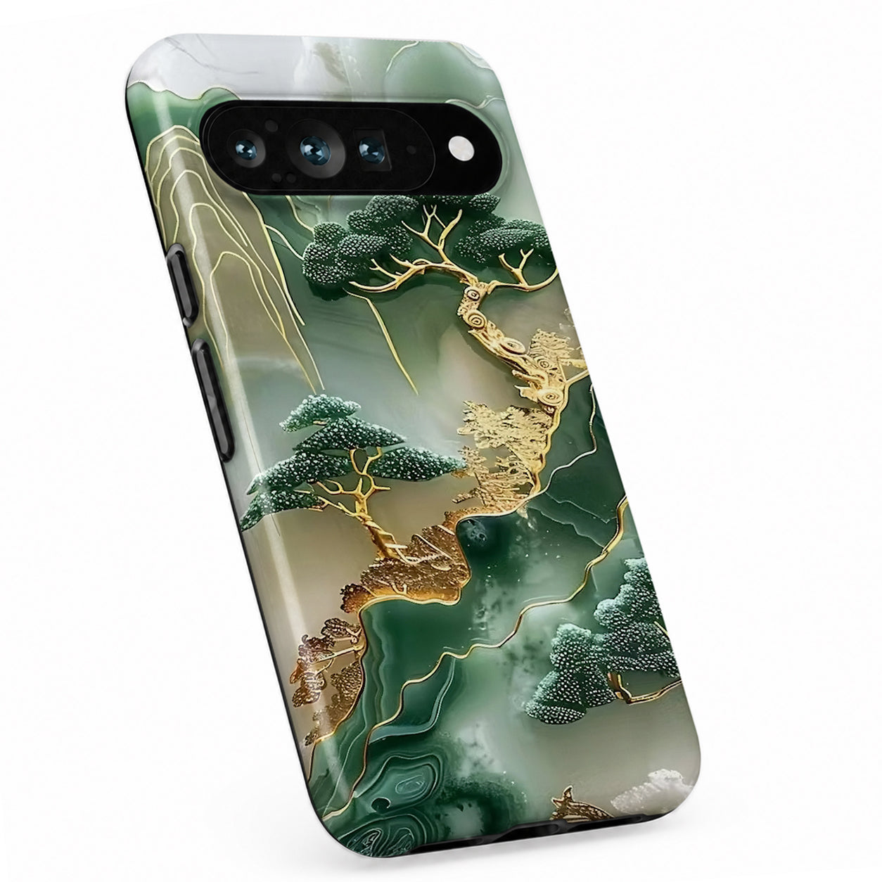 Asian Jade Landscape Google Pixel case with illustrated scenic artwork