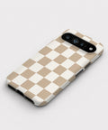 Beige Checkerboard Google Pixel case front view