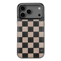 Black and brown checkerboard MagSafe flip wallet case for iPhone 17 Pro Max - Standard