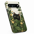 Black Cat Botanical Garden Google Pixel Case - standing angled view