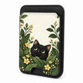 Black Cat Botanical Garden MagSafe Card Holder, front view