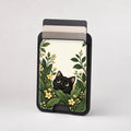 Black Cat Botanical Garden MagSafe Card Holder, card storage shown with cards