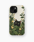 Black Cat Botanical Garden MagSafe iPhone Tough Case, rear view, iPhone11-15 model image group