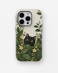 Black Cat Botanical Garden MagSafe iPhone Tough Case, rear view, iPhone11-16Pro model image group