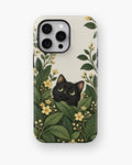 Black Cat Botanical Garden MagSafe iPhone Tough Case, rear view, iPhone11-16ProMax model image group