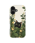 Black Cat Botanical Garden MagSafe iPhone Tough Case, rear view, iPhone16+16Plus+17 model image group