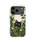 Black Cat Botanical Garden MagSafe iPhone Tough Case, rear view, iPhone17-18Pro model image group