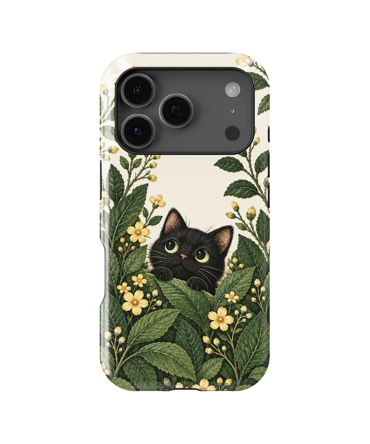 Black Cat Botanical Garden MagSafe iPhone Tough Case, rear view, iPhone17-18Pro model image group