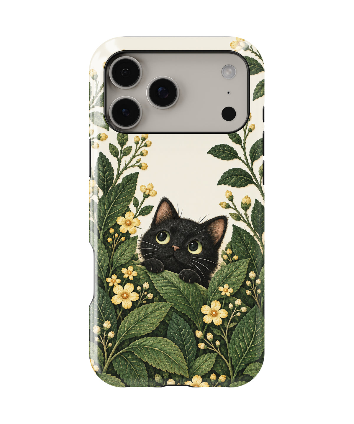 Black Cat Botanical Garden MagSafe Tough Case – iPhone 18 Pro Max & iPhone 18 Pro | Custom Name