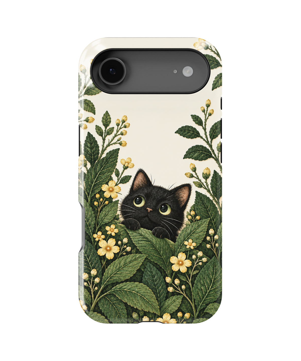 Black Cat Botanical Garden MagSafe iPhone Tough Case, rear view, iPhone17Air model image group