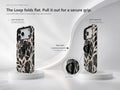 Black Cream Bold Floral MagSafe Loop iPhone Case side view showing the built-in finger loop