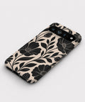 Black Cream Oversized Floral Google Pixel case front view