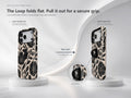 Black Cream Oversized Floral MagSafe Loop iPhone Case side view showing the built-in finger loop