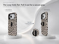 Black Dalmatian Spot MagSafe Loop iPhone Case side view showing the built-in finger loop