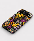 Black Folk Garden Floral Google Pixel case front view