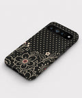 Black Pink Henna Floral Google Pixel case front view