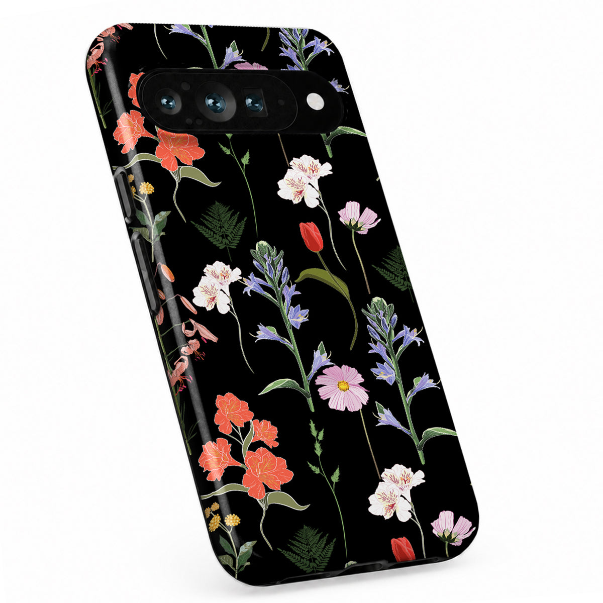 Black Wildflower Meadow Google Pixel Case