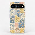 Blue and Yellow Daisy Floral Patchwork Google Pixel Case - centered back view