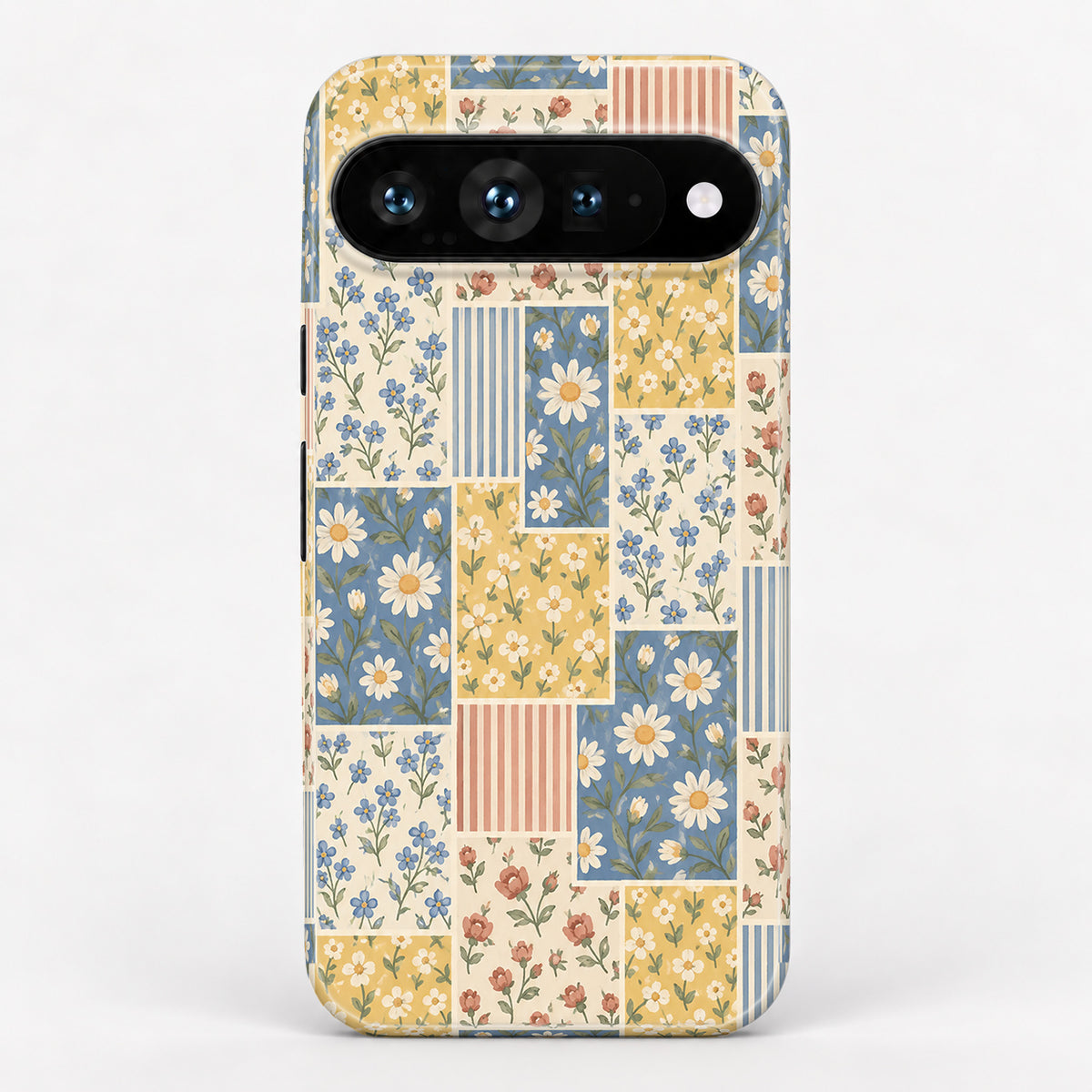 Blue and Yellow Daisy Floral Patchwork Google Pixel Case
